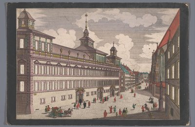 Widok na ratusz w Norymberdze Das Rathhauß zu Nürnberg gegen dem Marckt autorstwa Georg Balthasar Probst (possibly)