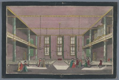 Widok wnętrza Kerk van de Broedergemeente w Zeist Miejsce spotkania wspólnoty braterskiej w Zeyst von Innen autorstwa Georg Balthasar Probst (possibly)