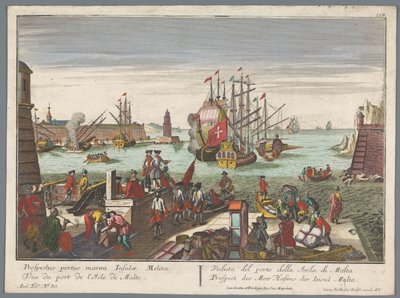 Widok na port na Malcie Prospect des Meer Hafens der Insul Malta (tytuł obiektu) Widoki na port (tytuł serii) autorstwa Georg Balthasar Probst