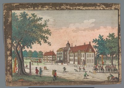 Widok na pałac Huis ten Bosch w Hadze Gesicht des Lust-Hausses Orange Hall (tytuł na obiekcie) Haga (tytuł serii) autorstwa Georg Balthasar Probst