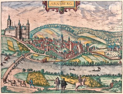 Arnsberg, Niemcy - w "Civitates Orbis Terrarum" Georga Brauna, Kolonia 1617 r. autorstwa Georg Braun