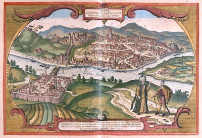 Budapeszt, Węgry - w "Civitates Orbis Terrarum" Georga Brauna, Kolonia 1617 r. autorstwa Georg Braun