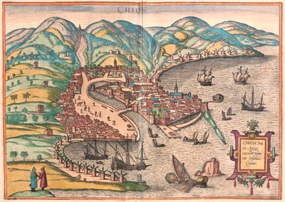 Chios, Grecja - w "Civitates Orbis Terrarum" Georga Brauna, Kolonia 1617 r. autorstwa Georg Braun