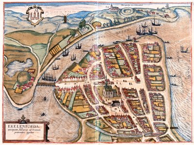 Eckernforde, Niemcy - w "Civitates Orbis Terrarum" Georga Brauna, Kolonia 1617 r. autorstwa Georg Braun