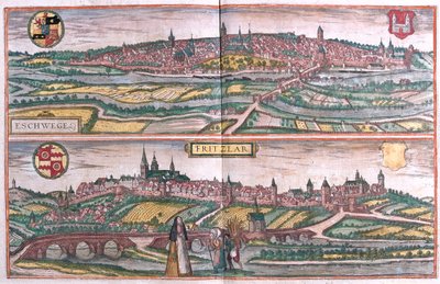 Eschwege i Fritzlar, Niemcy - w "Civitates Orbis Terrarum" Georga Brauna, Kolonia 1617 r. autorstwa Georg Braun