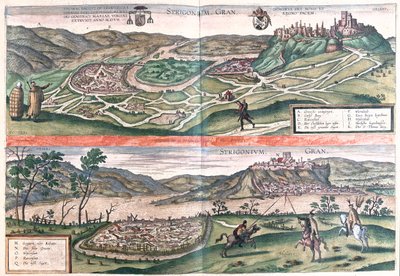Esztergom, Węgry - w "Civitates Orbis Terrarum" Georga Brauna, Kolonia 1617 r. autorstwa Georg Braun
