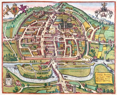Exter, Anglia - w "Civitates Orbis Terrarum" Georga Brauna, Kolonia 1617 r. autorstwa Georg Braun