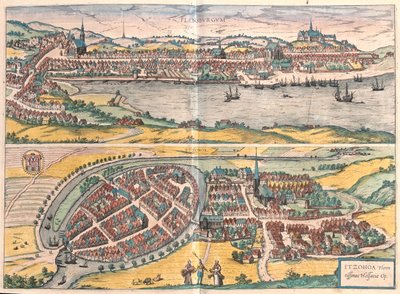 Flensburg - Itzehoe, Niemcy - w "Civitates Orbis Terrarum" Georga Brauna, Kolonia 1617 r. autorstwa Georg Braun
