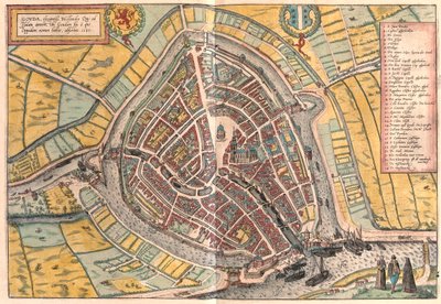 Goude, Holandia - w "Civitates Orbis Terrarum" Georga Brauna, Kolonia 1617 r. autorstwa Georg Braun