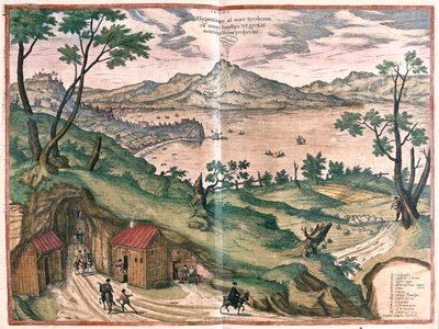 Zatoka Neapolitańska i Wezuwiusz - w "Civitates Orbis Terrarum" Georga Brauna, Kolonia 1617 r. autorstwa Georg Braun