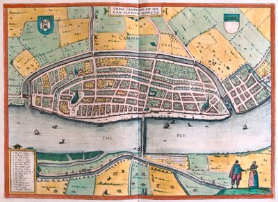 Kampen i rzeka Ysel, Holandia - w "Civitates Orbis Terrarum" Georga Brauna, Kolonia 1617 r. autorstwa Georg Braun