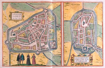 Leeuwarden (zachodnia Fryzja), Franeker, Holandia - w "Civitates Orbis Terrarum" Georga Brauna, Kolonia 1617 r. autorstwa Georg Braun