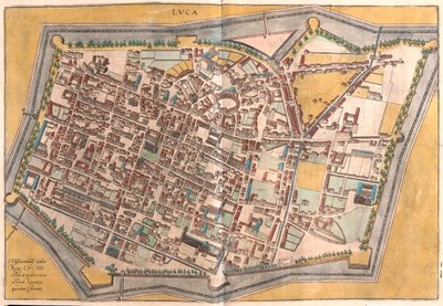 Lucca, Włochy - w "Civitates Orbis Terrarum" Georga Brauna, Kolonia 1617 r. autorstwa Georg Braun