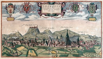 Lwów, Ukraina - w "Civitates Orbis Terrarum" Georga Brauna, Kolonia 1617 r. autorstwa Georg Braun