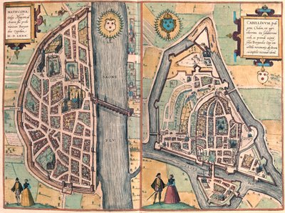 Macon - Chalons sur Saone, Francja - w "Civitates Orbis Terrarum" Georga Brauna, Kolonia 1617 r. autorstwa Georg Braun