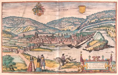 Munden, Hanoversch, Niemcy - w "Civitates Orbis Terrarum" Georga Brauna, Kolonia 1617 r. autorstwa Georg Braun