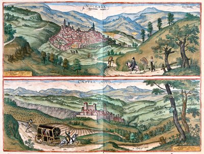 Nocera Umbra - Castelnuovo di Porto, Włochy - w "Civitates Orbis Terrarum" Georga Brauna, Kolonia 1617 r. autorstwa Georg Braun