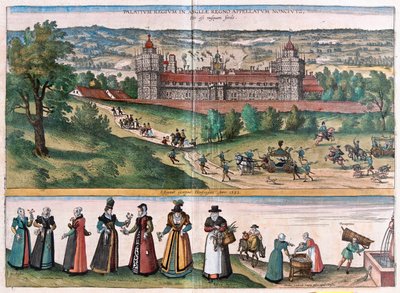 Nonsuch (pałac w Surrey), Anglia - w "Civitates Orbis Terrarum" Georga Brauna, Kolonia 1617 r. autorstwa Georg Braun