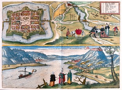 Nové Zamky, Słowacja - Wyszehrad, Węgry - w "Civitates Orbis Terrarum" Georga Brauna, Kolonia 1617 r. autorstwa Georg Braun