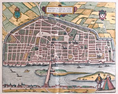 Orlean - Francja, w "Civitates Orbis Terrarum" Georga Brauna, Kolonia 1617 r. autorstwa Georg Braun