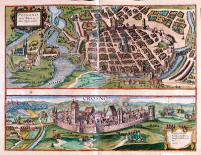 Poznań - Krosno, Polska - w "Civitates Orbis Terrarum" Georga Brauna, Kolonia 1617 r. autorstwa Georg Braun