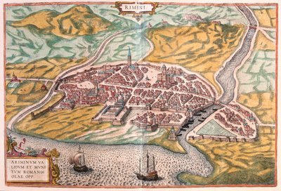 Rimini, Włochy - w "Civitates Orbis Terrarum" Georga Brauna, Kolonia 1617 r. autorstwa Georg Braun