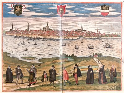 Rostock, Niemcy - w "Civitates Orbis Terrarum" Georga Brauna, Kolonia 1617 r. autorstwa Georg Braun