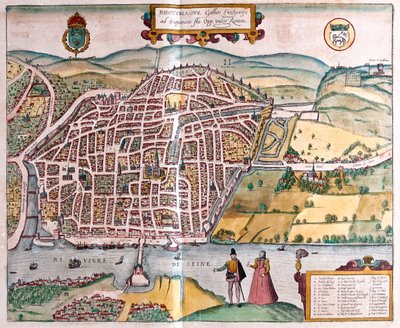 Rouen - Francja, w "Civitates Orbis Terrarum" Georga Brauna, Kolonia 1617 r. autorstwa Georg Braun