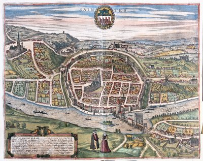 Saintes, Francja - w "Civitates Orbis Terrarum" Georga Brauna, Kolonia 1617 r. autorstwa Georg Braun