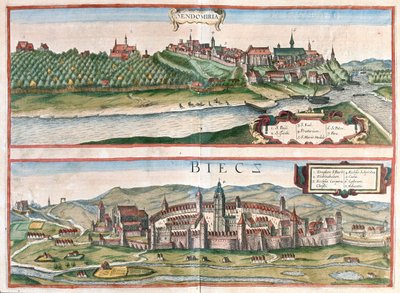 Sandomierz - Biecz, Polska - w "Civitates Orbis Terrarum" Georga Brauna, Kolonia 1617 r. autorstwa Georg Braun