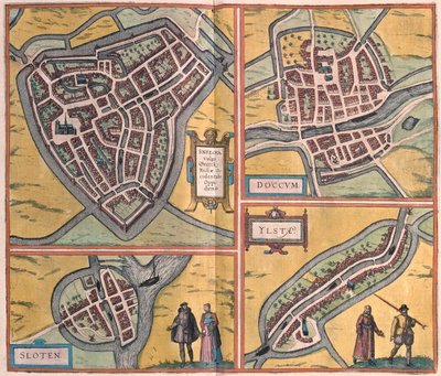 Sneek, Doccum, Sloten, Ijlst, Holandia - w "Civitates Orbis Terrarum" Georga Brauna, Kolonia 1617 r. autorstwa Georg Braun