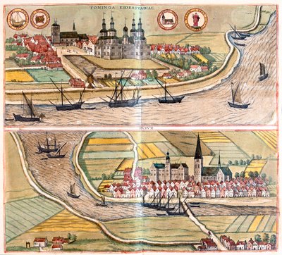 Tonning - Husum, Niemcy - w "Civitates Orbis Terrarum" Georga Brauna, Kolonia 1617 r. autorstwa Georg Braun