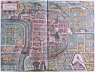 Trydent, Włochy - w "Civitates Orbis Terrarum" Georga Brauna, Kolonia 1617 r. autorstwa Georg Braun