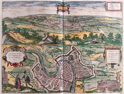 Werona, Włochy - w "Civitates Orbis Terrarum" autorstwa6 Georga Brauna, Kolonia 1617 r. autorstwa Georg Braun
