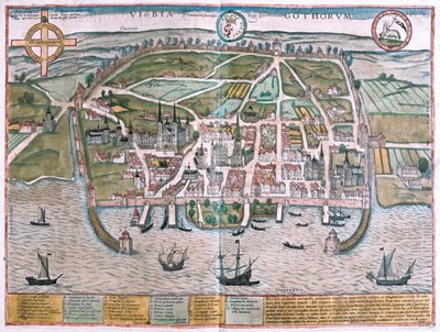 Visby, Gotlandia, Szwecja - w "Civitates Orbis Terrarum" Georga Brauna, Kolonia 1617 r. autorstwa Georg Braun