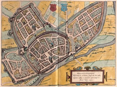 Wesel, w Nadrenii Północnej-Westfalii, Niemcy - w "Civitates Orbis Terrarum" Georga Brauna, Kolonia 1617 r. autorstwa Georg Braun