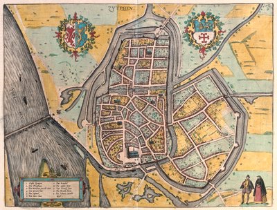 Zutphen, Holandia - w "Civitates Orbis Terrarum" Georga Brauna, Kolonia 1617 r. autorstwa Georg Braun
