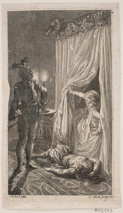 Ilustracja ze sceną sypialni autorstwa Georg Christian Schule