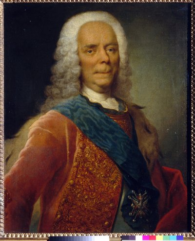 Portret księcia Wasilija Władimirowicza Dolgorukova (1667-1746) - Peinture de Georg Christoph Grooth (1716-1749), Olej na płótnie przed 1746 - Państwowa Galeria Tretiakowska, Moskwa 76x62,5 - autorstwa Georg Christoph Grooth