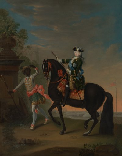 Cesarzowa Rosyjska Elżbieta 1709-1762 na koniu, w towarzystwie pazia, po 1743-49. autorstwa Georg Cristoph Grooth