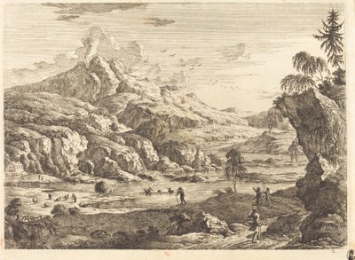 Górzysty krajobraz z postaciami autorstwa Georg Eisenmann