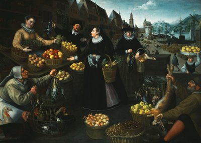 Alegoria jesieni: stragan z owocami i warzywami nad Weinmarktem we Frankfurcie, autorstwa Georg Flegel