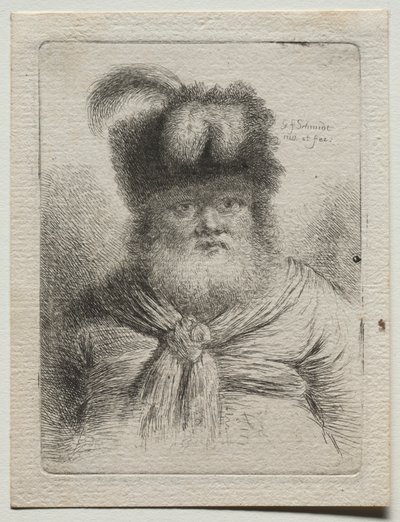 Stary człowiek w futrzanym kapeluszu. autorstwa Georg Friedrich Schmidt