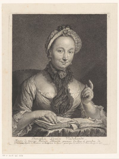 Portret Dorothée Louise Viedebandt, żony artysty Georga Friedricha Schmidt Dorothée Louise Viedebandt, Femme de George Frederic Schmidt (tytuł na obiekcie) autorstwa Georg Friedrich Schmidt