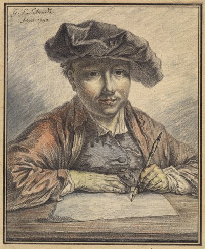 Szkicowanie autoportretów autorstwa Georg Friedrich Schmidt