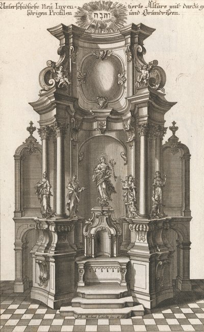 Projekt Ołtarza Monumentalnego, Tablica c z Inwentarza Nowego Innego..., Druk ok. 1750-56. autorstwa Georg Gottfried Winckler