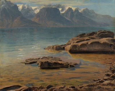 Jezioro Genewskie w pobliżu Vevey w kierunku Evian autorstwa Georg Heinrich Crola