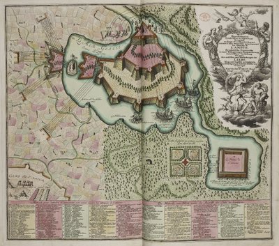 Alegoryczna mapa oblężenia zamku miłości autorstwa Georg Matthäus Seutter