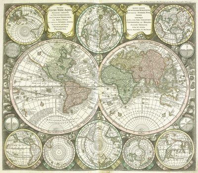 Mapa świata, 1744 autorstwa Georg Matthäus Seutter