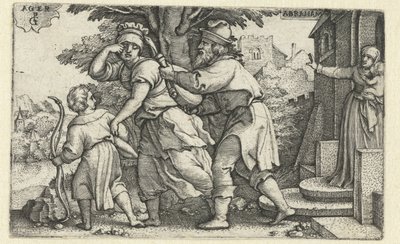 Abraham wypędza Hagar i Ismaela Historia Abrahama (tytuł serii) autorstwa Georg Pencz